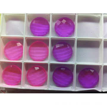 Perles de dos en pierres transparentes roses et violettes à dos plat